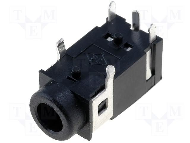 3.5mm (4 kont.) ligzda, stereo+video, plastmasas, THT, 7.1x6x15mm, CLIFF