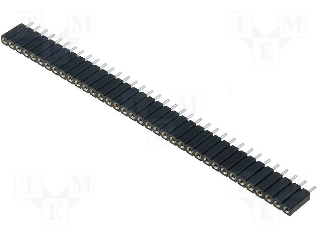 2.54mm uz PCB 36pin ligzda, cangas kontakti, H=7mm