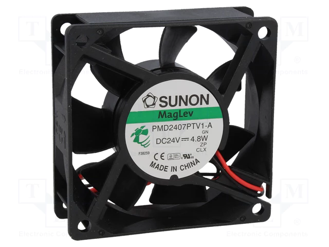 70x70x25mm, DC24V, MagLev, 83.25m3/h, 44dB, 5100rpm, 4.8W, Ventilators