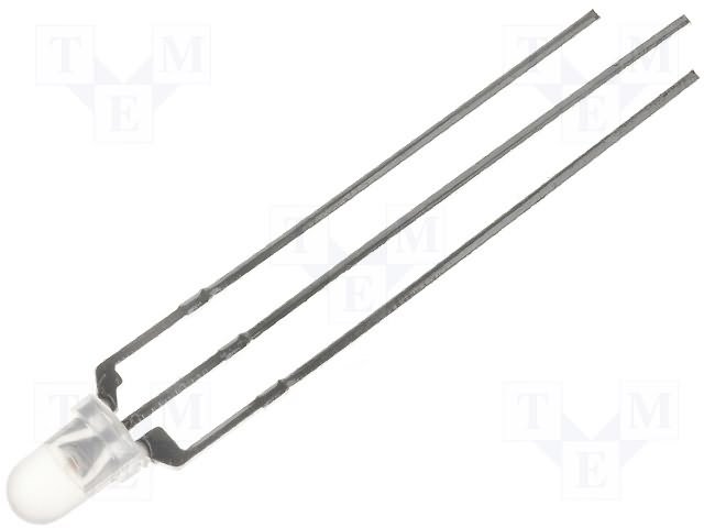 3mm, sarkans+zaļš, ar kopīgo anodu(+), 10/7mcd, 60grad., 2.5V/20mA, gaismas diode
