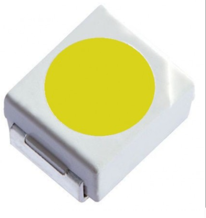 Gaismas diode SMD, aukstā balts(6000K), 3528, PLCC2, 8...8.5lm, 2.6...3.3V/20mA, 120grad., PLCC2