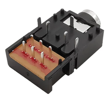 3.5mm ligzda, stereo, plastmasas, THT, 2 x ON-OFF, ar izolētu slēdzi 2 x ON-ON