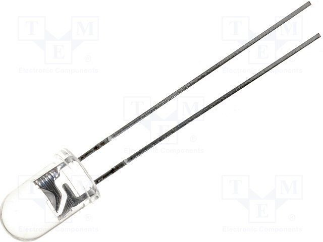 5mm, sarkana, 500...1000mcd, 15°, 1.8...2.4V/20mA, 630-640nm, gaismas diode
