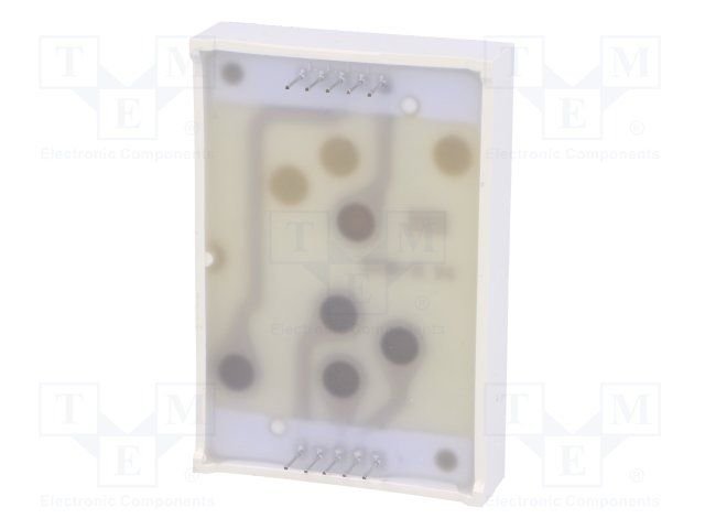 7LED indikators, vienkartējs, 45mm, 38x56x11mm, kopējs anods, 30...60mcd, sarkana krasa