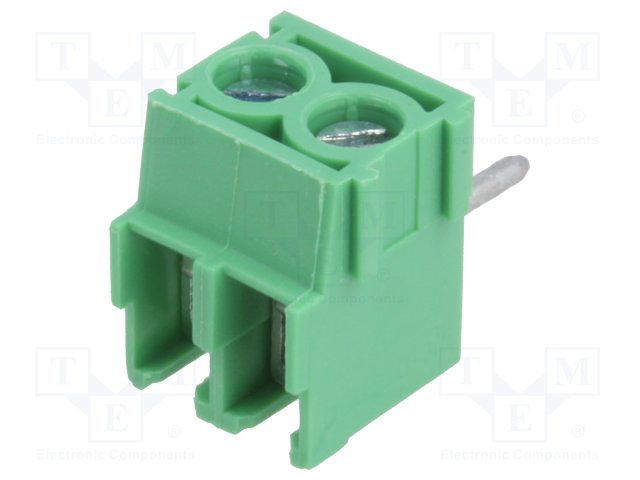 Terminal blocks PCB, 2pin, 3.5mm, 1.5mm2, 200V/17.5A, 7.0x9.2x7.6mm, leņķisks 90°