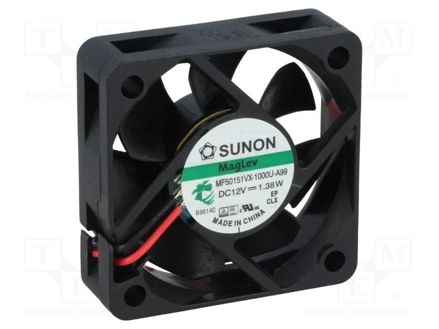 50x50x15mm, DC12V, MagLev, 31.43m3/h, 38.1dB, 7200RPM, 1.32W, Ventilators