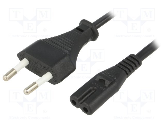 Tikla vads 230VAC, audio-video aparaturai, 2x0.75 m², 1.5m, melnā krasa