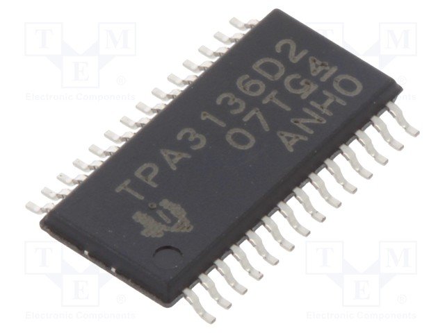 TPA3136D2PWP SMD Mikroshēma 10-W Inductor Free Stereo (BTL) Class-D Audio Amplifier with Ultra Low EMI, HTSSOP28