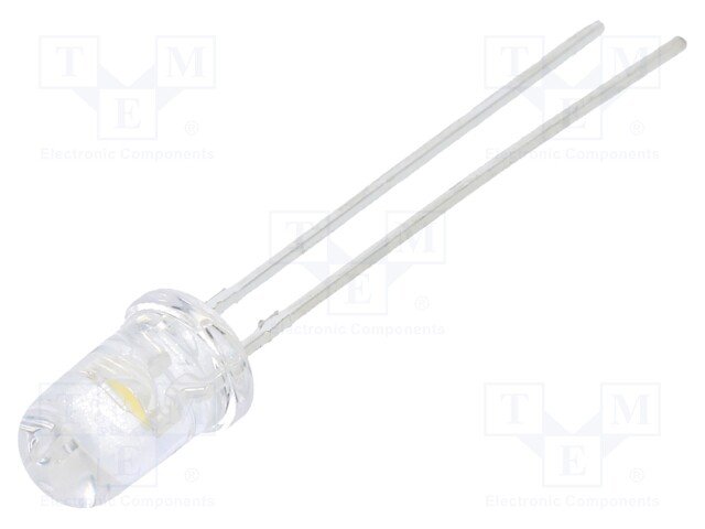 5mm, neitrāla balta, 5000...8000mcd, 30°, 2.6...3.6V/20mA, 5500K, gaismas diode
