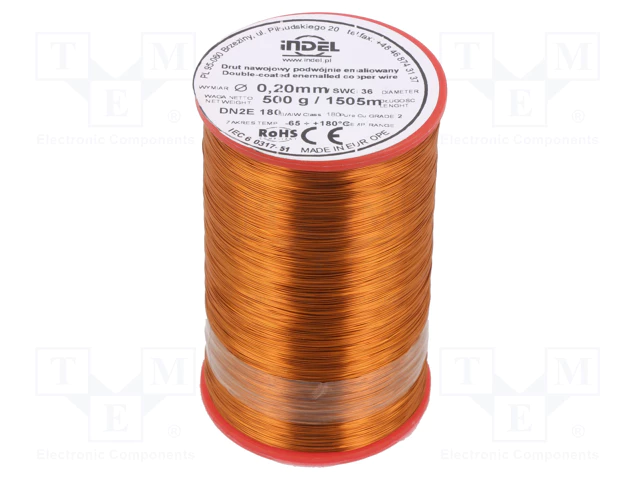 DNE0.20/0.50 Vads tinuma emaljēts 0.20mm, 1505m/500g