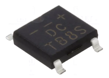 TB8S, SMD, 800V, 1A, 5x5x1.5mm, Taisngriežu tilts, ABS