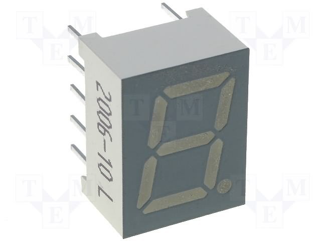7LED indikators, vienkartējs, 9.9mm, 13x10mm, kopējs anods, sarkans
