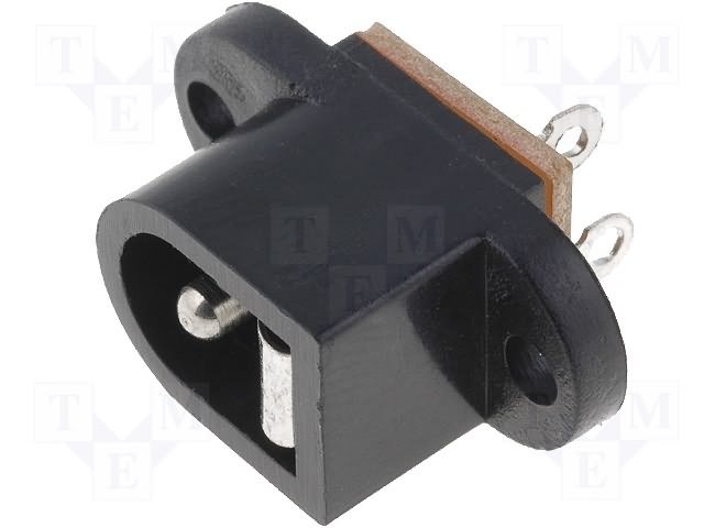 2.1*5.5mm, ligzda, vadam, on/off, 2A/12VDC, vertikala, 2 skrūves