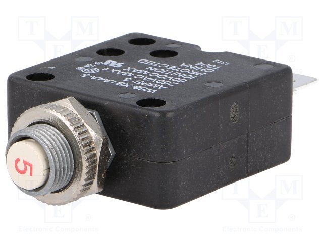 Maksimālās strāvas automātiskais slēdzis, 5A, SPST-NC, 250VAC, 50VDC
