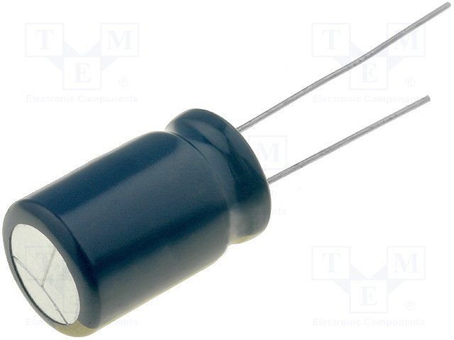 470/16V, 105C, Ø8x16mm, ±20%, Kondensatori zemas induktivitātes, 2000h, PANASONIC, ar lokaniem izvadiem