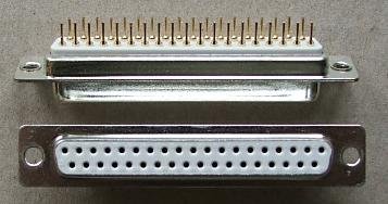 37PIN D-SUB, ligzda, gold, PCB type