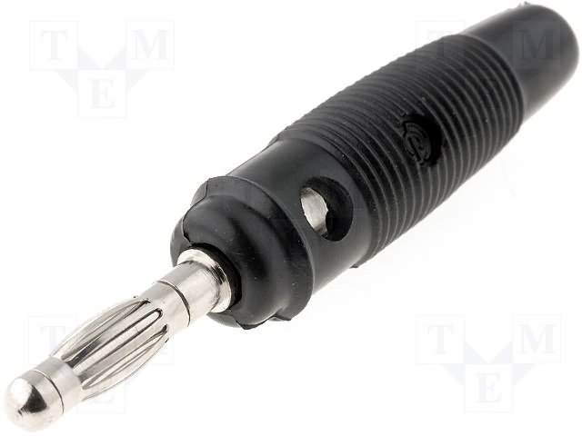 Testera štekers, 4mm, 10A/60VDC, L=60mm, melnā krasa
