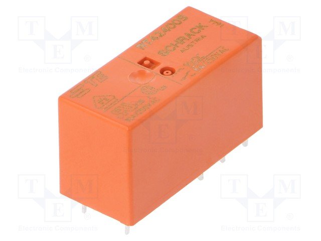 Relejs DC9V, DPDT, 2x8A/250VAC, 2x8A/30VDC, 200Ω(45mA), divi kontakti 29x12.7x15.7mm, TE Connectivity