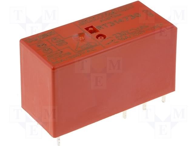 Relejs 230V/AC, SPDT, 16A/250VAC, 16A/24VDC, 32.5kΩ(7mA), viens kontakts uz pārslēgšanu, 29x12.7x15.7mm, TE Connectivity