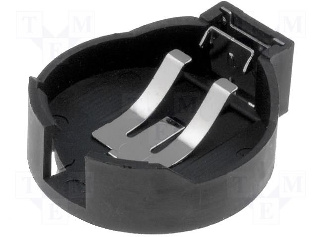 Bateriju turētājs SN2450, plastmasas, horizontals, melna, THT, 1 baterija