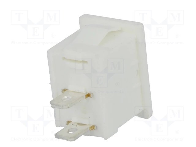 Taustiņslēdzis SPST, ON-OFF, 3A/250VAC, 18.8x12.9x13.8mm, (--O), baltā krasa, ar fiksāciju
