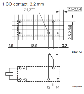 Relejs DC12V, SPDT, 8A/250VAC, 8A/30VDC, 620R(19.3mA), viens kontakts uz pārslēgšanu, 28.5x10.1x12.3mm, TE Connectivity