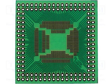 Maketēšanas plate, SMD, 48x48mm, QFP100, QFP52, QFP80, solis=0.65mm, stikltekstolits, 1.5mm