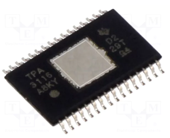TPA3116D2 SMD Mikroshēma 15-W, 30-W, 50-W Filter-Free Class-D Stereo Amplifier Family With AM Avoidance, 32HTSSOP
