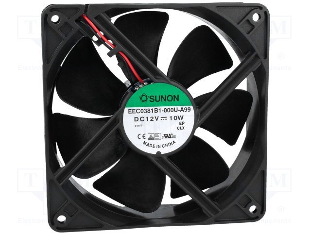 120x120x38mm, DC12V, ritgultnis, 234.4m3/h, 48db, 3100RPM, 10W, Ventilators