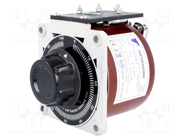 Regulējamais autotransformators, 230Vac, Uizeja:0...260V, 2,8A, 3,3kg, Pēc iepriekšēja pasūtījuma