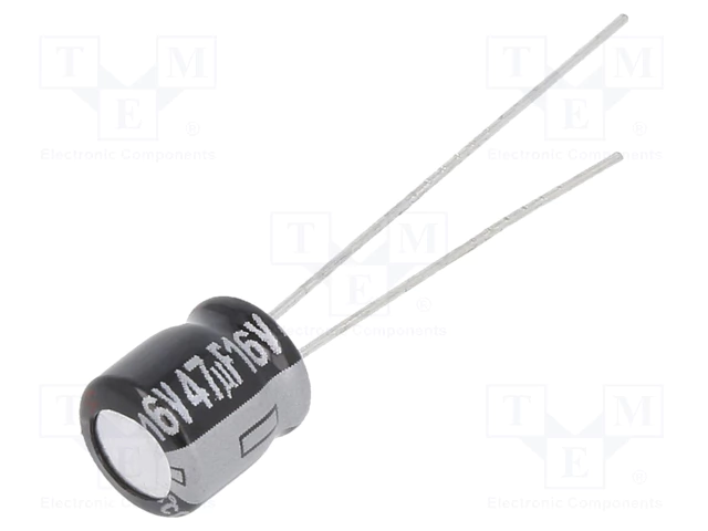 47/16V, 105C, Ø6.3x7mm, ±20%, Kondensatori Mini, 1000h, PANASONIC, ar lokanien izvadiem