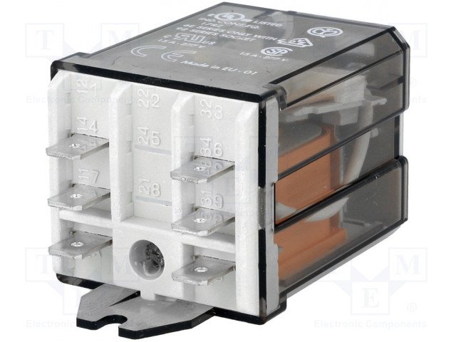 Relejs 230V/AC, DPST-NO, 2x16A/240VAC, 7.25kΩ(31.7mA), divas grupas uz saslēgšanu, 38.2x68x35.8mm, FINDER