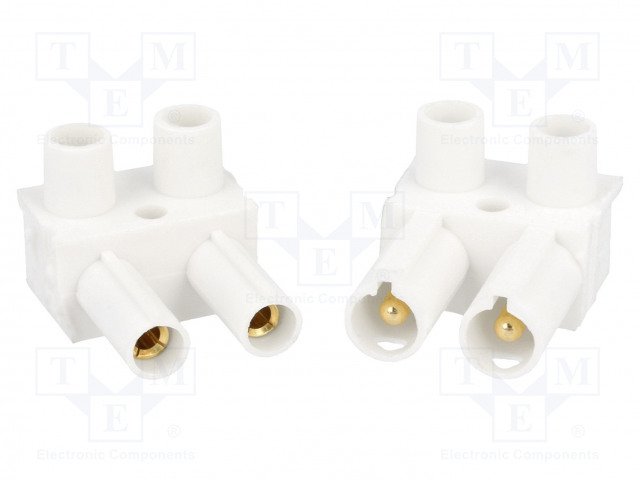 Saspraudnis, "mama+papa", 2pin, skrūvajama vadam, 500V, 10A, 2.5...4mm2, baltā krasa