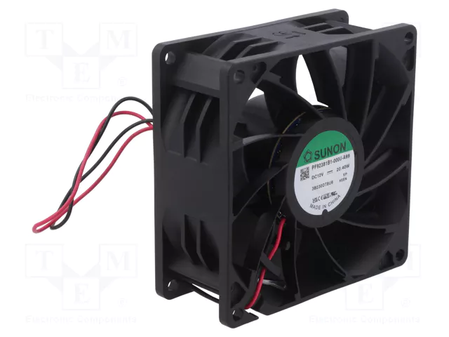 92x92x38mm, DC12V, ritgultnis, 234,63m3/h, 69.5db, 9800RPM, 23.46W, Ventilators