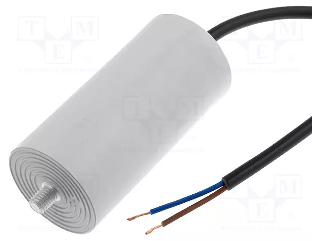 2.5/425VAC+cable elektromotoru kondensators, ±5%, M8, Ø28x55mm, 10000h, DUCATI ENERGIA