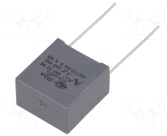 100nF 440VAC, 1000VDC, plēves kondensatori polipropilēna, ±10%, P15, 18x11x19mm, traucējumi X1, KEMET