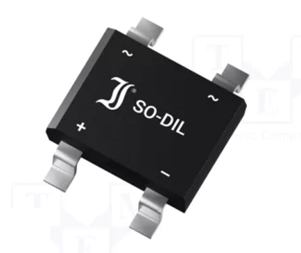 B500S2A, SMD, 1000V, 2A, 6.4x8.3x2.5mm, Taisngriežu tilts, SO-DIL