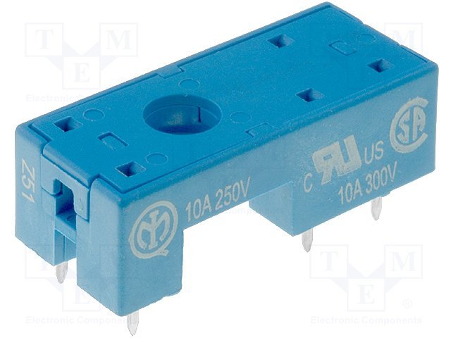 Releja pamats, PIN:5, 10A/250VAC, PCB, serija: 40.31, 40.41, SPDT