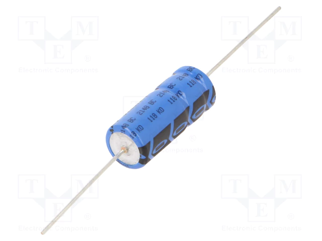 100/63V, 125C, Ø10x25mm, ±20%, Kondensators elektrolītisks, 4000h, VISHAY, ar lokaniem aksialiem izvadiem