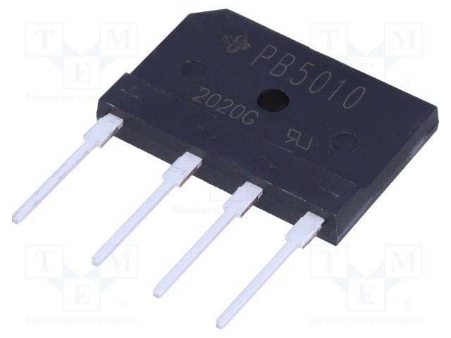 PB5010 Tiltiņš, 1000V, 45A, 30x20x4.6mm, plakans, vertikāls, metāliska pakaļdaļa