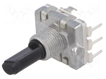 Enkoders, 24imp/revol., izeja in 2 bit Gray code, 350VAC/0.5mA, rokturis 6mm, horizontals, 6.5x17.6x16mm