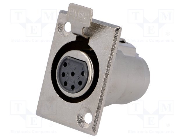 XLR 7PIN, ligzda, šasijai ar flanciem (2 skrūves)
