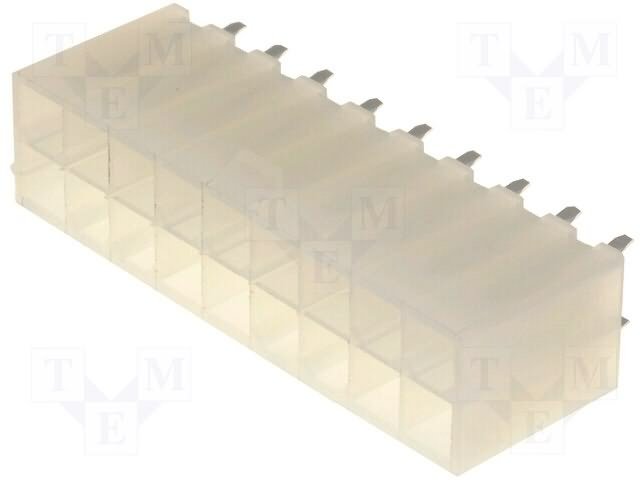 18pin(2x9), "papa", 4.2x4.2mm, THT, "Mini-Fit® serija, 9A/600V, taisns