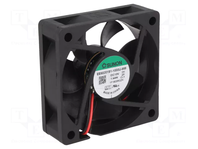 60x60x20mm, DC12V, slīdgultnis, 38.19m3/h, 32.5dBA, 4700RPM, 1.44W, Ventilators