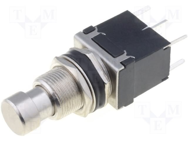 Poga M12, DPDT, ON-(ON), 2A/250VAC, M12, divi kontakti uz parslegsanu, bez fiksacijas