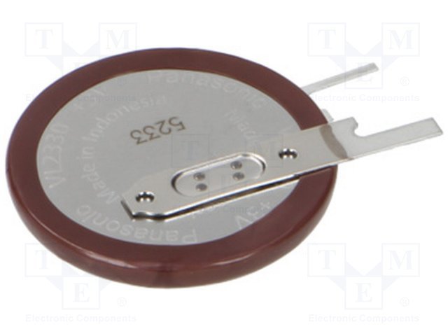 Akumulatori Li-Ion, VL2330, 3.0V, 50maH, 23x3.65mm, vertikala, ar kajam, 4gr.