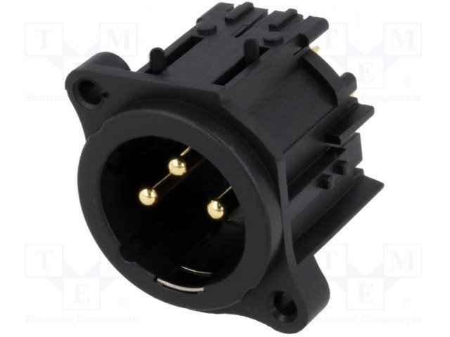 XLR 3PIN, štekers, šasijai (2 skrūves), taisns, AMPHENOL