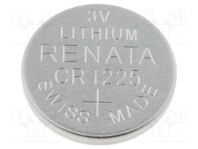 CR1225 litija baterija, 3.0V, Ø12x2.5mm, RENATA, 2.4gr
