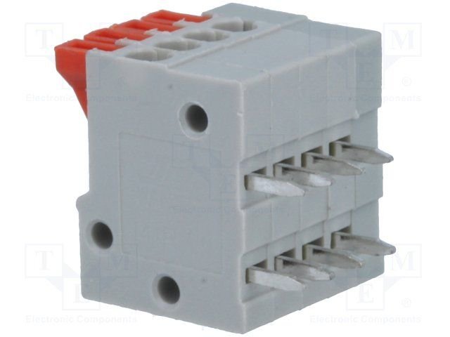 Terminal blocks PCB, 4pin, 2.54mm, 0.5mm2, 150V/2A, 12.7x13.4x12.6mm, pašfiksējoša spaile, leņķisks 90°