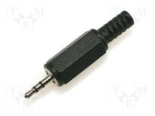 2.5mm štekers, stereo, plastmasas, uz vadu, ar amortizatoru, LUMBERG